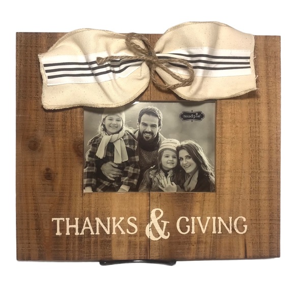 MUD PIE Thanks & Giving Photo Frame Natural Wood & Wire Ribbon - Picture 2 of 9